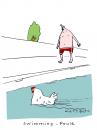 Cartoon: Swimming-Poule (small) by Mattiello tagged swimmingpool,huhn,mann,wasser,sommer
