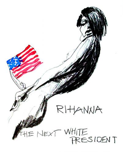 Cartoon: For White President (medium) by Marga Ryne tagged paris,hilton,rihanna,president,usa