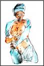 Cartoon: after shower (small) by yalisanda tagged shower,woman,orange,acrylic,characoal,drawing,sketch,color