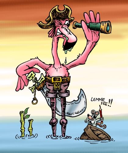 Cartoon: Flamingo Pirate (medium) by vanolmen tagged pirate,flamingo