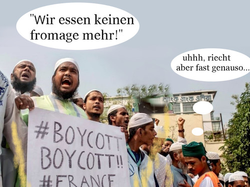 Cartoon: alles käse (medium) by ab tagged frankreich,boykott,islam,käse,geruch