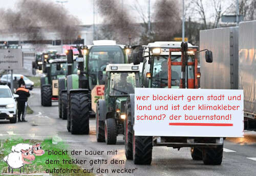 Cartoon: am strassenrand (medium) by ab tagged deutschland,bauer,landwirtschaft,traktor,blockade,autobahn,schafe,ampel,geld,steuer