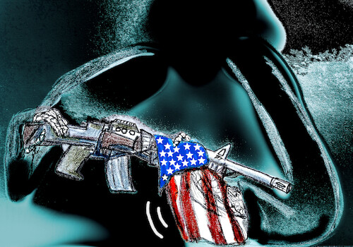 Cartoon: american spirit (medium) by ab tagged us,death,gun,ar15,school,shooting,texas