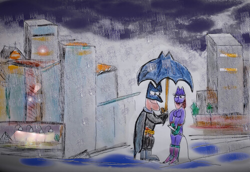 Cartoon: batweapon  22 (medium) by ab tagged batman,weapon,gadget,umbrella,catwomen,rain,gotham