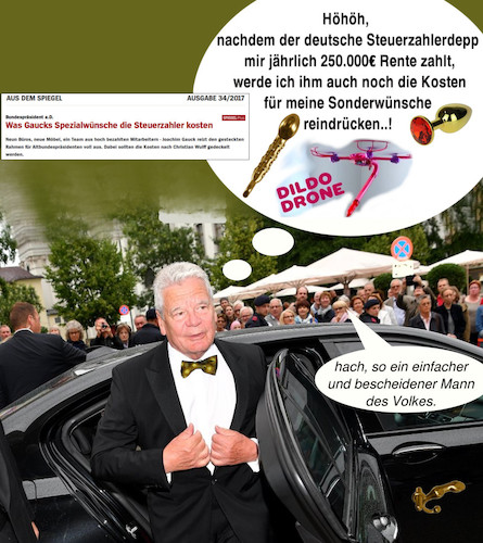 Cartoon: Bundespräsident a.D. (medium) by ab tagged gauck,bundespräsident,ad,ex,alt,arschloch,steuerzahler,kosten,dildos