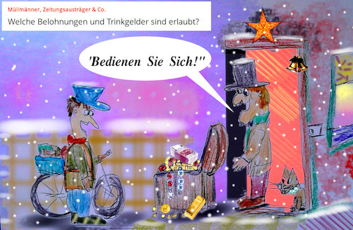Cartoon: der nette millionär (medium) by ab tagged trinkgeld,weihnachten,dienstleistung,reichtum