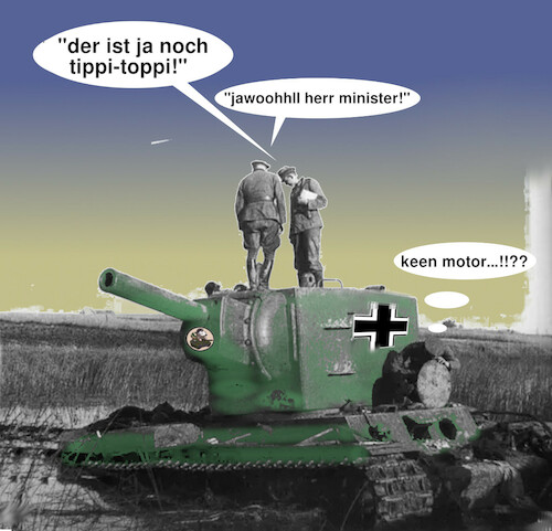Cartoon: der neue (medium) by ab tagged deutschland,bundeswehr,verteidigung,minister,waffen,panzer,schrott,soldaten