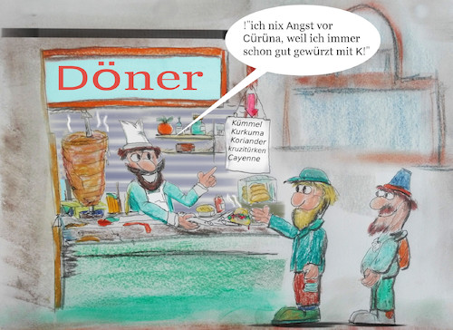 Cartoon: gesund essen (medium) by ab tagged virus,corona,eu,deutschland,türkei,urlaub