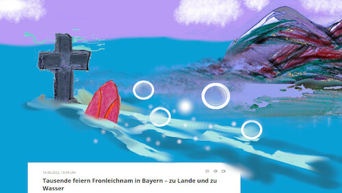 Cartoon: glaube (medium) by ab tagged bayern,feiertag,religion,kirche,fronleichnam