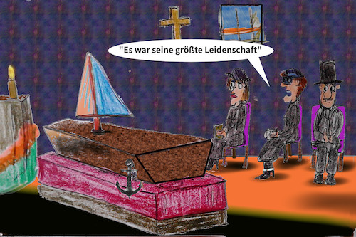 Cartoon: im gedenken (medium) by ab tagged tod,beerdigung,sarg,bestattung,trauerfeier,hobby