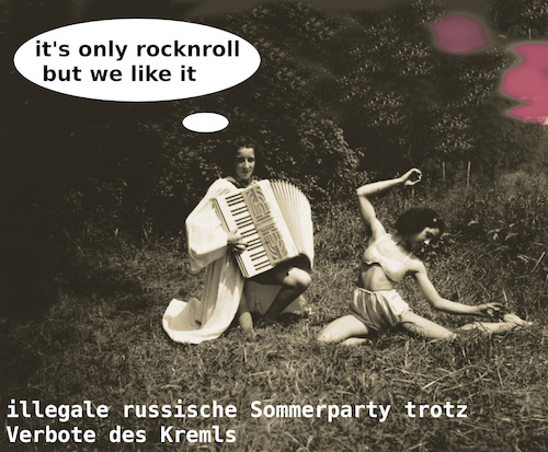 Cartoon: irgendwo am rande südl. taiga (medium) by ab tagged russland,putin,kreml,dekret,verbot,fun,party,fest,frauen
