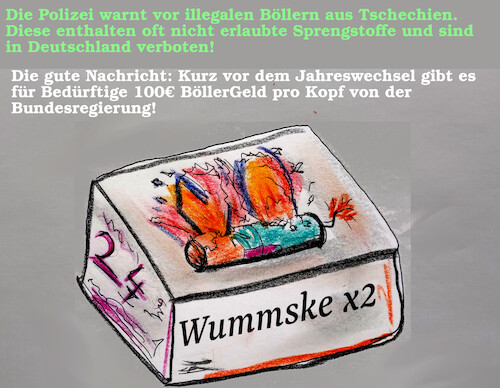 Cartoon: jahreswechsel (medium) by ab tagged böller,sylvester,deutschland,tschechien,regierung,doppelwumms,illegal,knall,bürgergeld