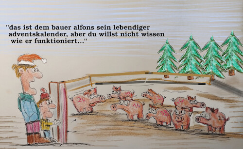 Cartoon: kalender (medium) by ab tagged weihnachten,advent,kalender,kinder,schweine,zahlen,türchen