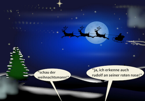 Cartoon: leuchtend (medium) by ab tagged weihnachten,nikolaus,weihnachtsman,santa,schlitten,rentier