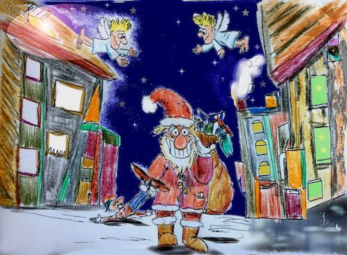 Cartoon: mad santa (medium) by ab tagged dezember,nikolaus,santa,claus,kinder,geschenke,sack,pack