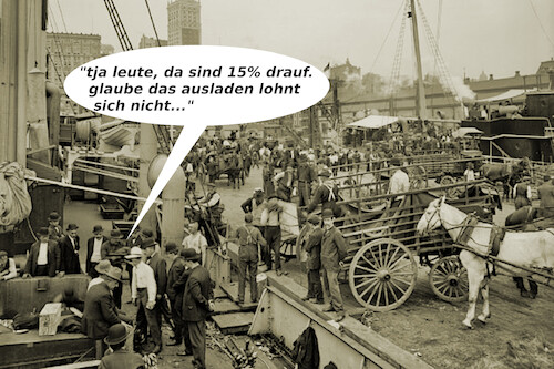 Cartoon: new york hafen (medium) by ab tagged eu,us,zoll,ware,handel,geld,kosten