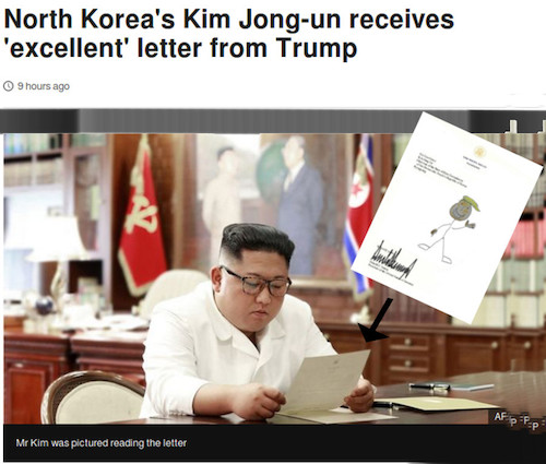Cartoon: post (medium) by ab tagged us,trump,brief,nordkorea,kim,schreiben,lesen