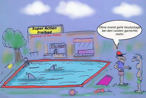 Cartoon: Sommerfun (medium) by ab tagged sommer,schwimmen,freibad,action,fun