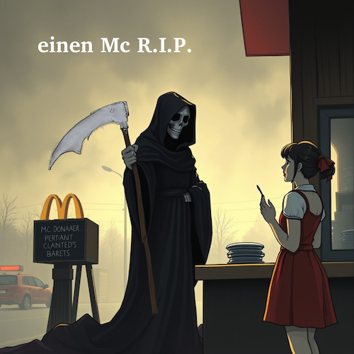 Cartoon: sonntags (medium) by ab tagged tod,mc,donalds,menü,essen,bedienung,gevatter