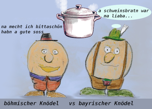 Cartoon: sonntagskulinarik (medium) by ab tagged essen,mahlzeit,genuss,bayern,böhmen,spezialität