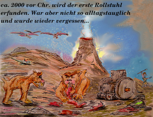 Cartoon: steinzeit (medium) by ab tagged steinzeit,tiere,menschen,rollstuhl