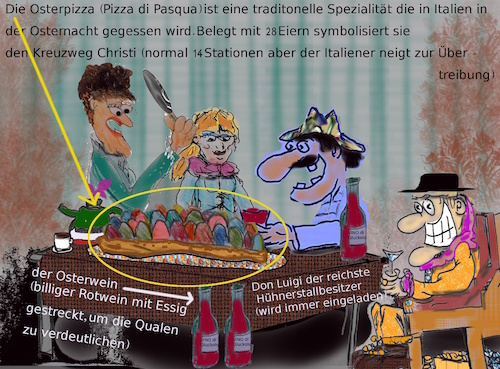 Cartoon: traditione (medium) by ab tagged italien,ostern,pasqua,brauch,pizza,essen,trinken