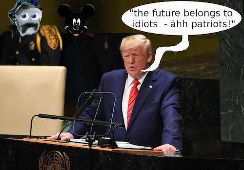 Cartoon: trump uno speech (medium) by ab tagged trump,us,uno,speech,future
