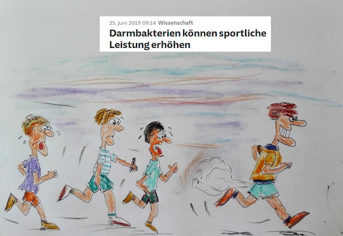 Cartoon: wissenschaft (medium) by ab tagged forschung,mensch,darm,funktion,leistung,sport
