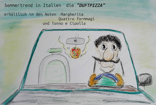 Cartoon: wunderbaum ade (medium) by ab tagged auto,wunderbaum,duft,geruch,italien,fetisch,pizza