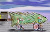 Cartoon: der transport (small) by ab tagged weihnachten,christbaum,tanne,rollstuhl
