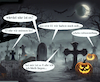 Cartoon: geisterstunde (small) by ab tagged herbst,halloween,zeit,uhr,umstellung,freidhof,geister,tot