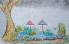 Cartoon: rainy day (small) by ab tagged rain,regen,clouds,wolken,wasser,water,teich,frosch,frogs