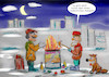 Cartoon: wärmend (small) by ab tagged winter,corona,deutschland,virus,stadt,land,infektion,zahl,impfstoff,feuer,nacht