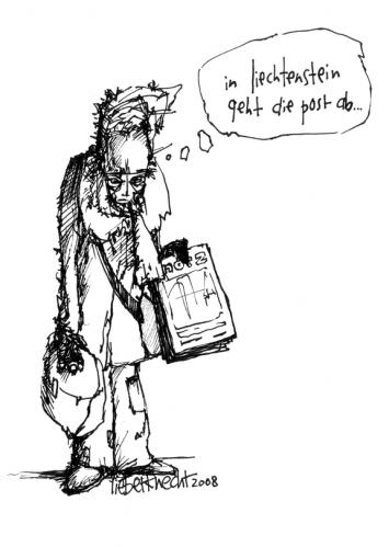 Cartoon: die post geht ab (medium) by jonas tagged steuerhinterziehung,zumwinkel,liechtenstein,