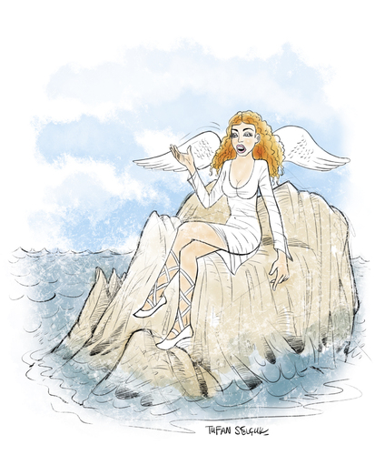 Cartoon: The Sirens (medium) by Tufan Selcuk tagged siren,mythology