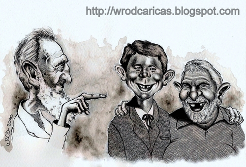 Cartoon: The Comrades (medium) by WROD tagged fidel,castro,lula,alfred,newman