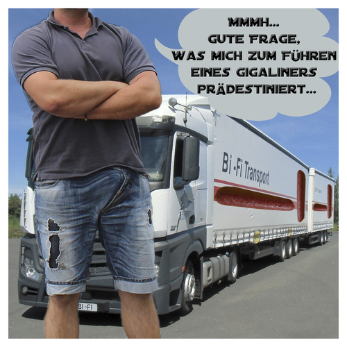 Cartoon: Gigaliner (medium) by Night Owl tagged macho,erektion,bifi,logistik,transport,brummi,fahrer,lkw,autobahn,gigaliner