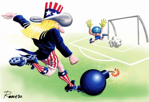 Cartoon: El juego del hombre (medium) by Romero tagged politica,humor,deportes,critica,diversion,futbol