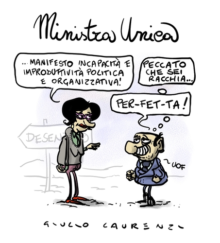 Cartoon: Ministra Unica (medium) by Giulio Laurenzi tagged ministra,unica
