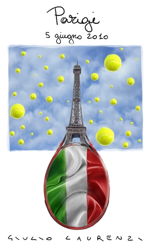 Cartoon: Tennis (medium) by Giulio Laurenzi tagged francesca,schiavone,tennis,roland,garros,2010