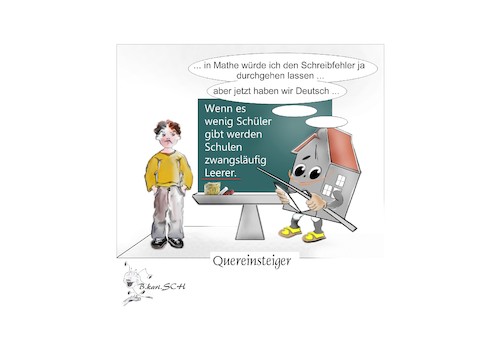Cartoon: Quereinsteiger (medium) by BES tagged schule,kinder,deutschland,quereinsteiger,seiteneinsteiger,schülerzahlen,politik,unterricht