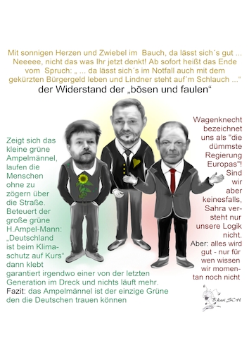 Cartoon: Widerstand der Faulen ???? (medium) by BES tagged politik,innenpolitik,bündniss,politiker,parteien,wahl,bes,vertäufeln,von,bürgergeldempfängern,spd,fdp,grüne,lindner,scholz,habeck,klimakleber,bürgergeld,2024