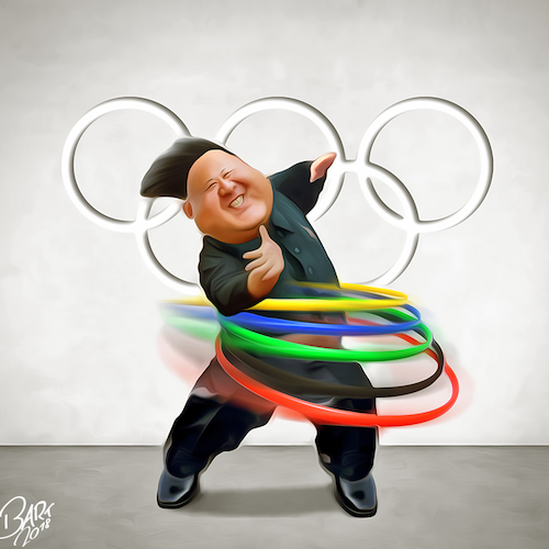 Cartoon: Diversion (medium) by Bart van Leeuwen tagged pyeongchang,kimjongun,olympics,northkorea,wintersports
