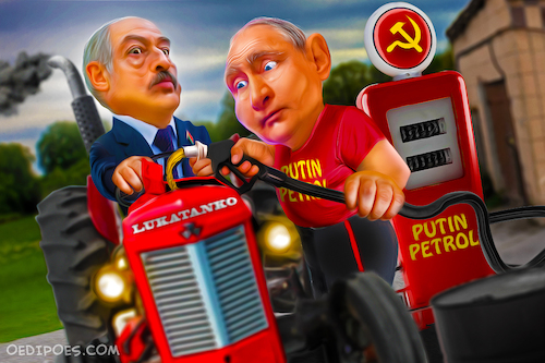Cartoon: Lukatanko (medium) by Bart van Leeuwen tagged lukashenko,bularus,russia,putin,dictator,communism,soviet,union