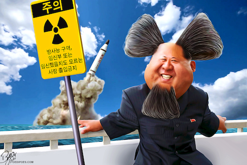 Cartoon: Nuclear Warhead (medium) by Bart van Leeuwen tagged kim,jong,un,north,korea,nuclear,weapons,sanctions,missile
