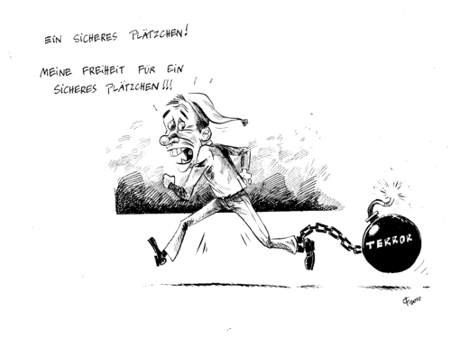 Cartoon: Gefangener (medium) by Paolo Calleri tagged rechtsstaat,freiheit,islamismus,terror,deutschland