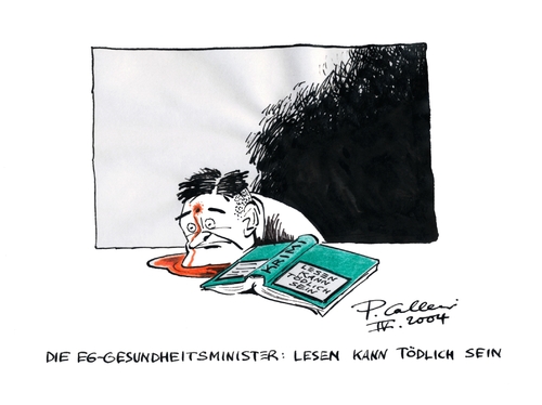Cartoon: Krimi (medium) by Paolo Calleri tagged warnhinweis,warnung,kopfschuss,krimi,genre,leser,lesen,lesen,leser,krimi,kopfschuss,warnung,warnhinweis