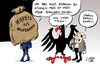 Cartoon: Des einen Freud... (small) by Paolo Calleri tagged eu,deutschland,export,überschuss,kommission,strafe,millardenstrafe,bussgeld,schulden,ungleichgewicht,löhne,importe,binnennachfrage,konsum,schuldenkrise,karikatur,paolo,calleri