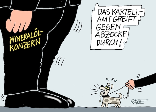 Cartoon: Abzocke (medium) by RABE tagged merz,kanzler,koalition,union,spd,klingbeil,cartoon,karikatur,pressezeichnung,farbcartoon,tagescartoon,db,bahn,frühling,frühjahr,frühjahrsputz,ice,zug,blumenkasten,blumenkästen,tankrabatt,rabatt,reform,spritpreise,mineralölkonzern,abzocke,kartellamt,hündchen,hund,drohung,kontrolle,merz,kanzler,koalition,union,spd,klingbeil,cartoon,karikatur,pressezeichnung,farbcartoon,tagescartoon,db,bahn,frühling,frühjahr,frühjahrsputz,ice,zug,blumenkasten,blumenkästen,tankrabatt,rabatt,reform,spritpreise,mineralölkonzern,abzocke,kartellamt,hündchen,hund,drohung,kontrolle