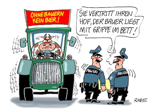 Bauernprotest mit Kuh